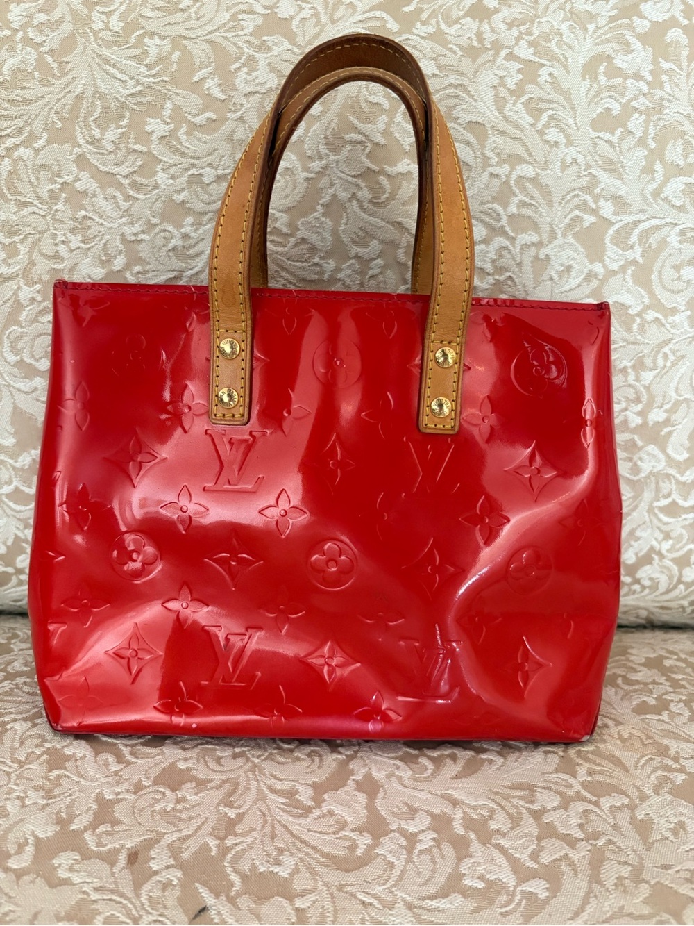 Louis Vuitton Red Vernis Reade PM Tote Bag